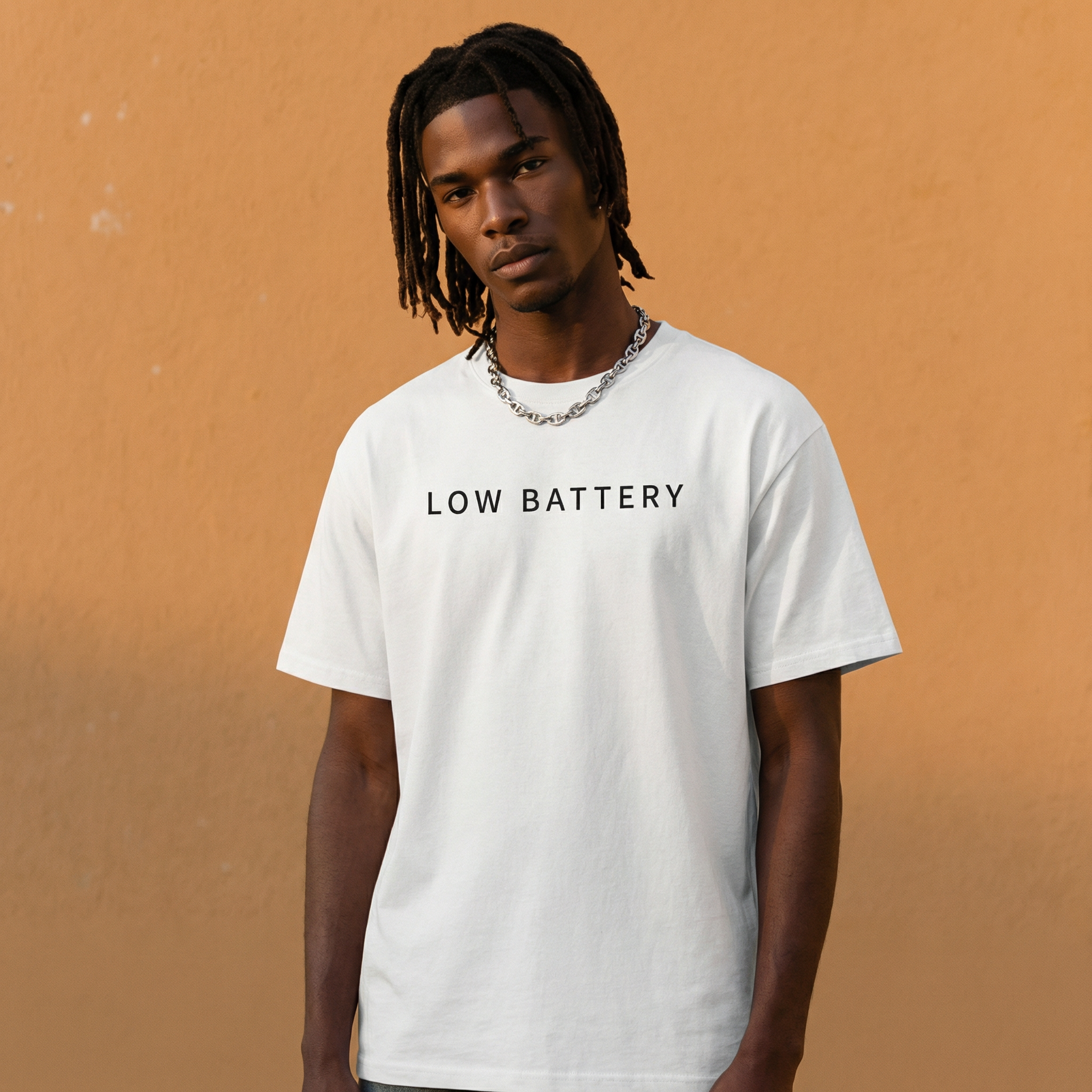 LOW BATTERY Minimal T-Shirt — Organic Cotton | White