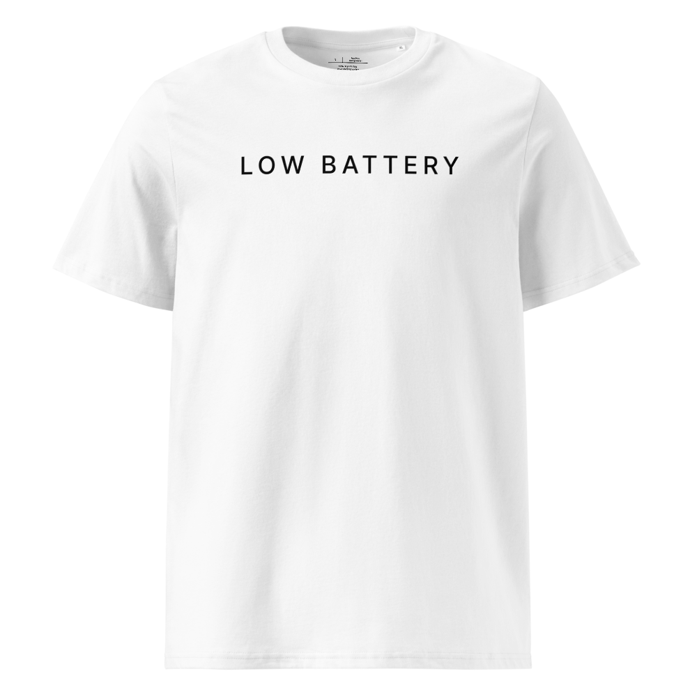 LOW BATTERY Minimal T-Shirt — Organic Cotton | White